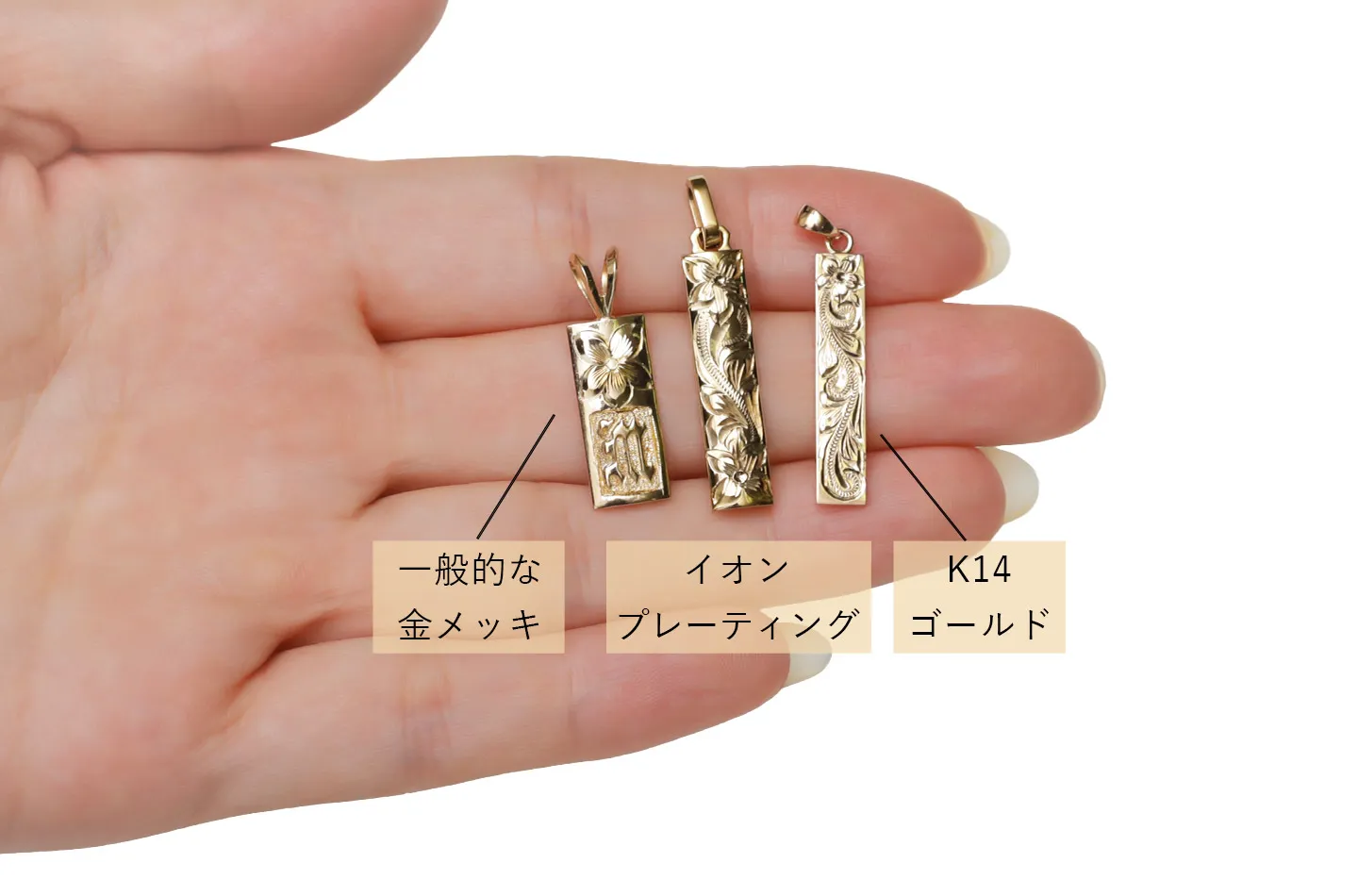 ゴールド・金メッキ・IPの色味の違い