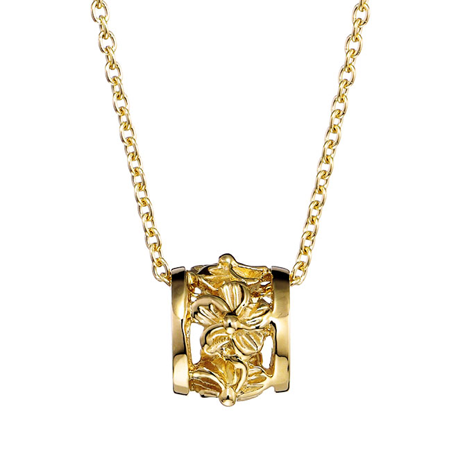 ハワイアンジュエリー ハイビスカス チューブ ネックレス K10あずきチェーン太さ0.7mm