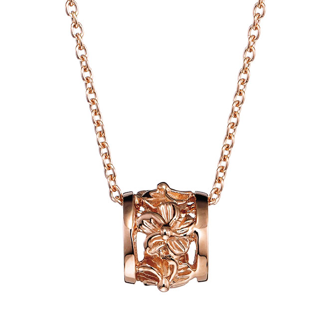 ハワイアンジュエリー ハイビスカス チューブ ネックレス K10あずきチェーン太さ0.7mm