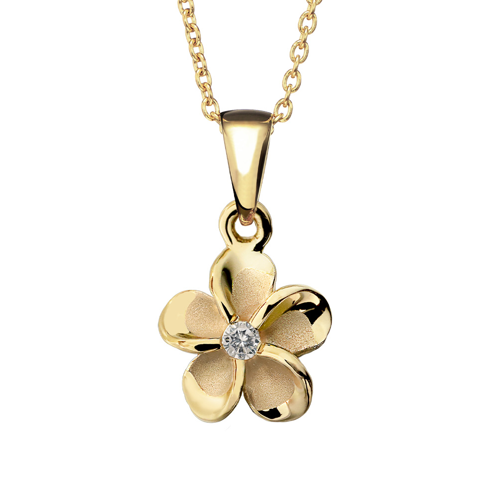 ハワイアンジュエリー プルメリア ネックレス K10あずきチェーン太さ0.7mm