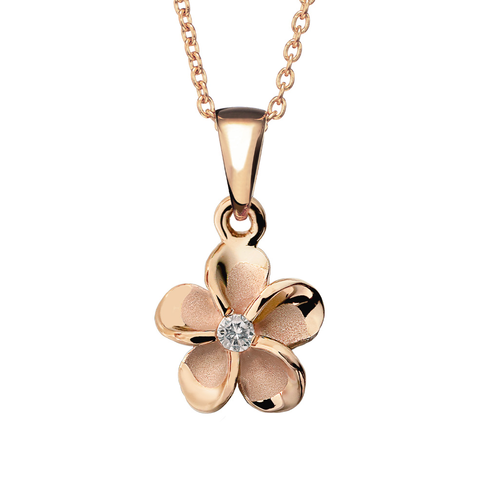 ハワイアンジュエリー プルメリア ネックレス K10あずきチェーン太さ0.7mm