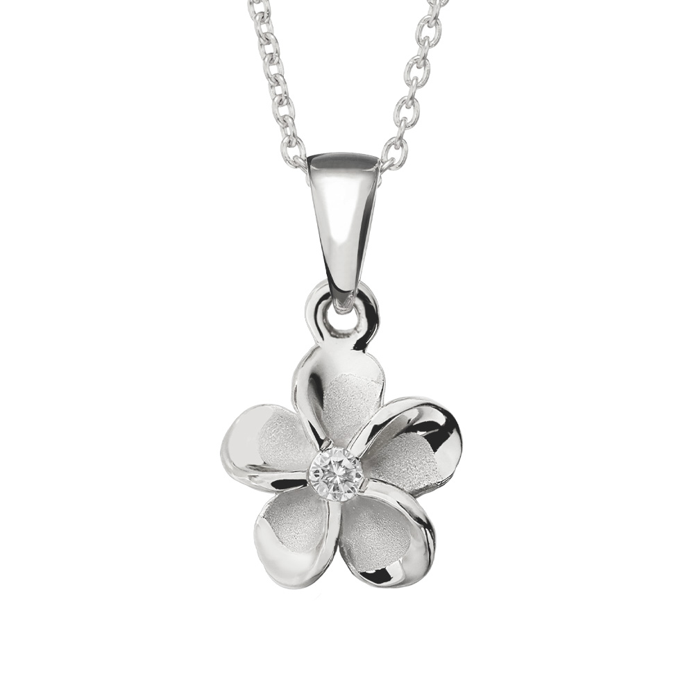 ハワイアンジュエリー プルメリア ネックレス K10あずきチェーン太さ0.7mm