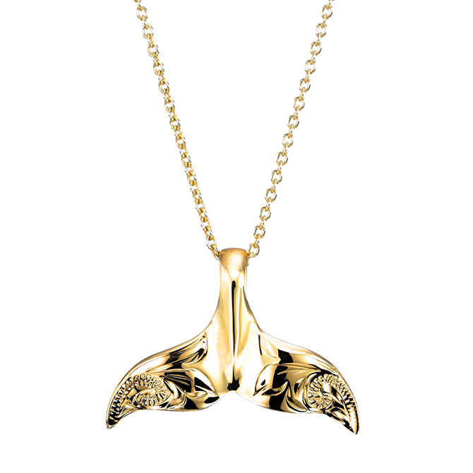 ハワイアンジュエリー ホエールテール ネックレス K10あずきチェーン太さ0.7mm