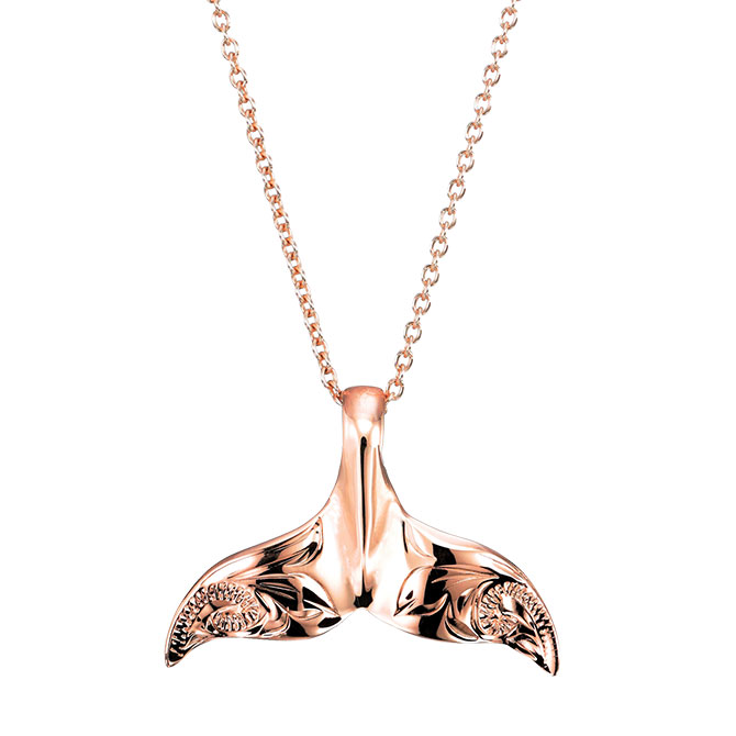 ハワイアンジュエリー ホエールテール ネックレス K10あずきチェーン太さ0.7mm