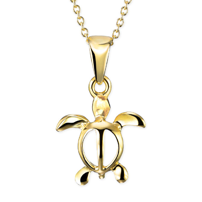 ハワイアンジュエリー ホヌ ネックレス K10あずきチェーン太さ0.7mm