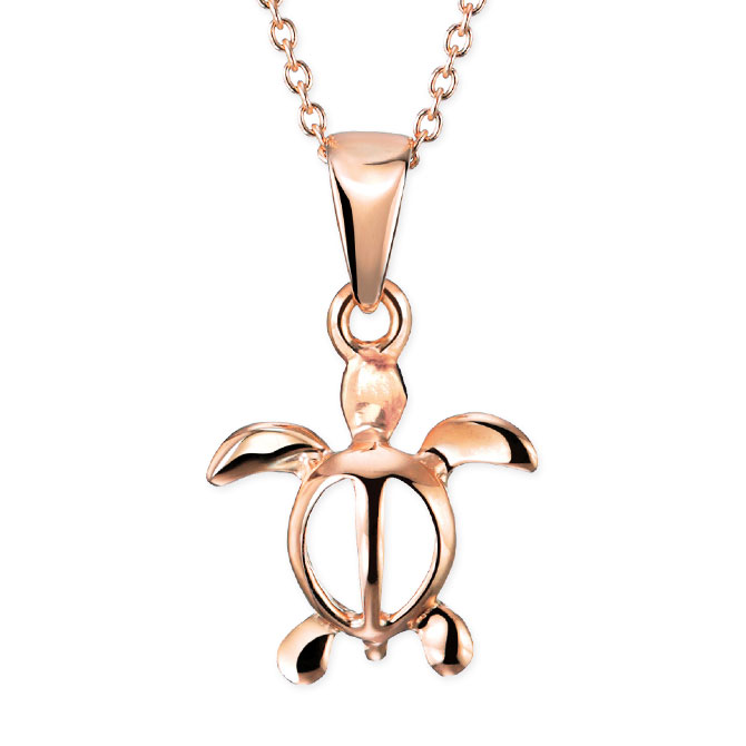 ハワイアンジュエリー ホヌ ネックレス K10あずきチェーン太さ0.7mm