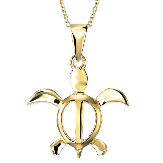 ハワイアンジュエリー ホヌ ネックレス K10あずきチェーン太さ0.7mm