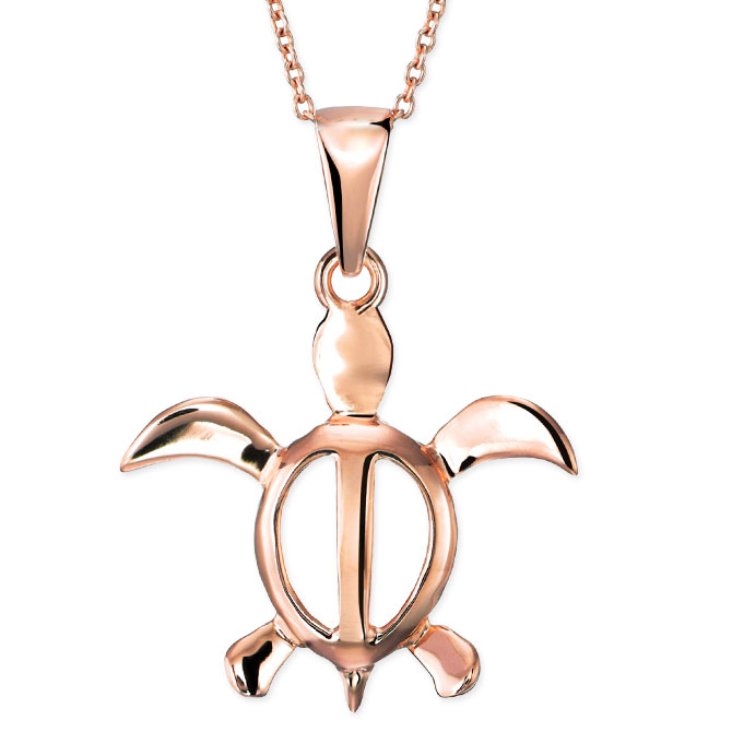 ハワイアンジュエリー ホヌ ネックレス K10あずきチェーン太さ0.7mm