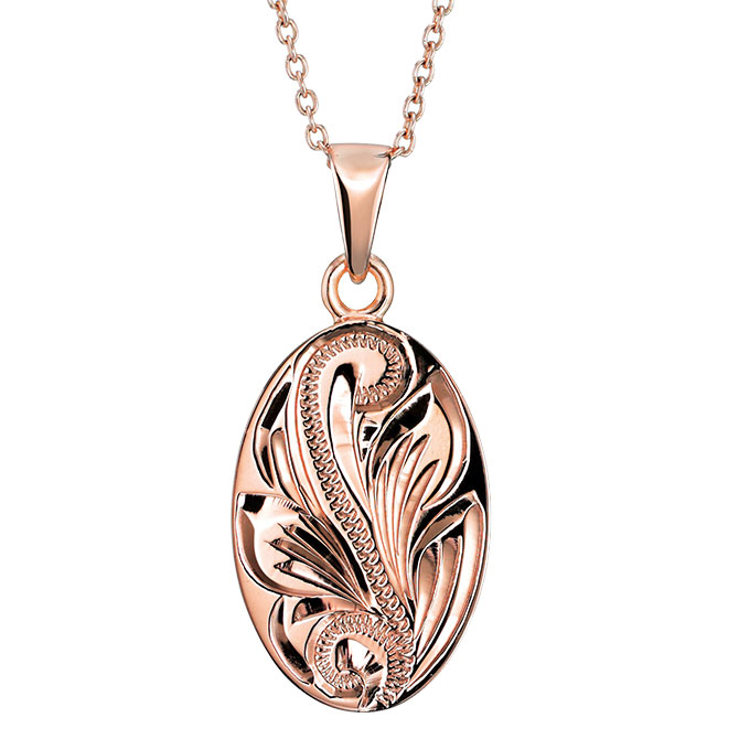 ハワイアンジュエリー オーバル ネックレス K10あずきチェーン太さ0.7mm