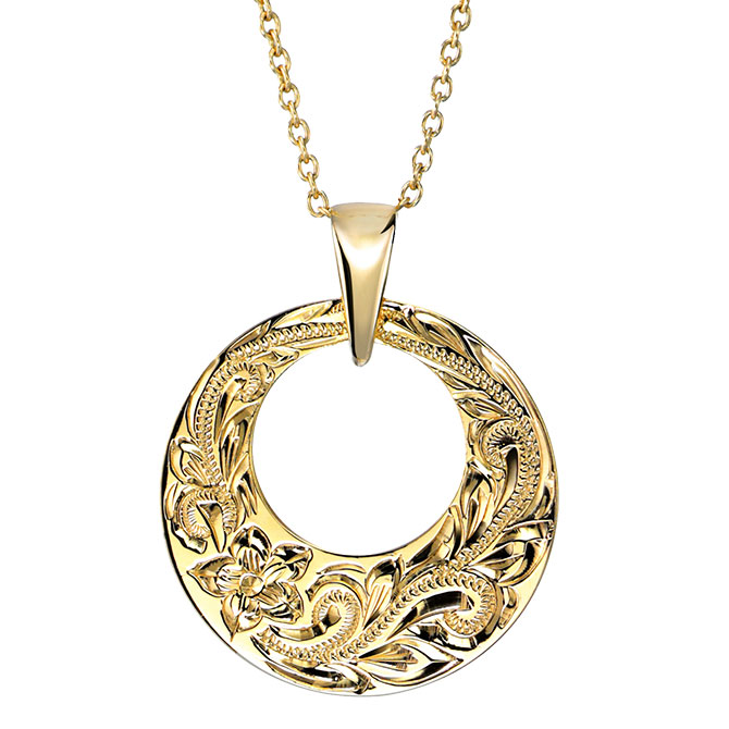 ハワイアンジュエリー ラウンド ネックレス K10あずきチェーン太さ0.7mm