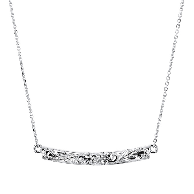 ハワイアンジュエリー ウェーブバー ネックレス K14カットあずきチェーン太さ0.9mm