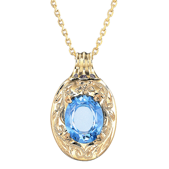 ハワイアンジュエリー 超大粒 カラーストーン ネックレス K10カットあずきチェーン太0.9mm