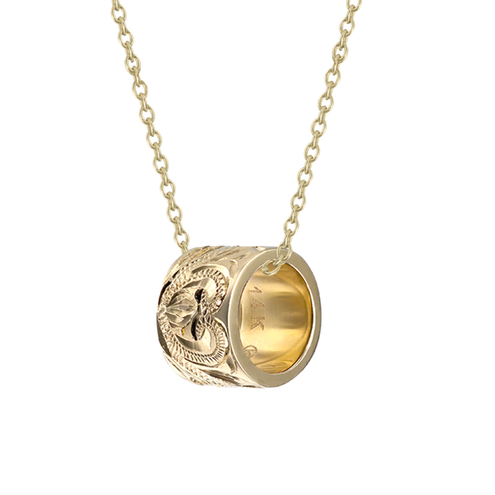 ハワイアンジュエリー ゴールド チューブ バレル ネックレス K10あずきチェーン太さ0.7mm