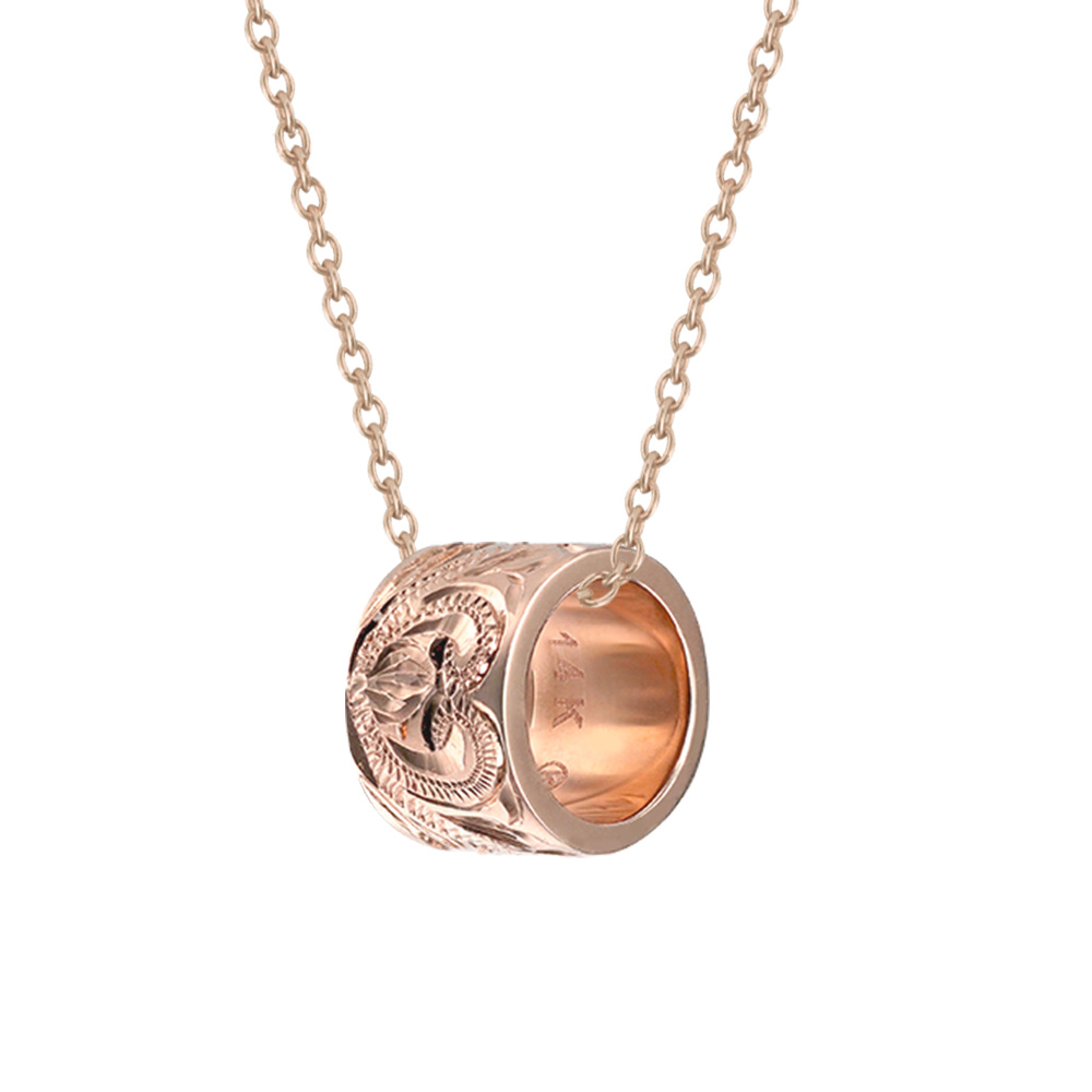 ハワイアンジュエリー ゴールド チューブ バレル ネックレス K10あずきチェーン太さ0.7mm