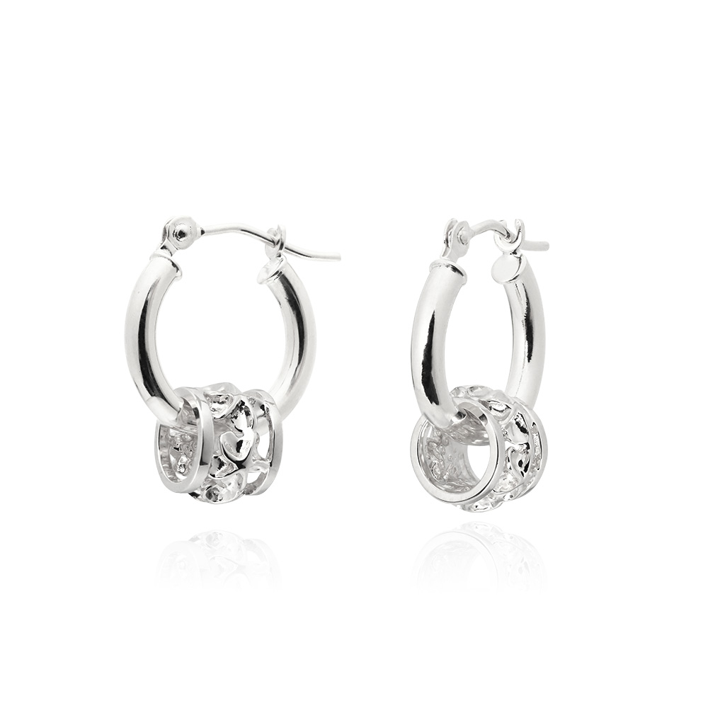 ハワイアンジュエリー 透かしプルメリアバレル フープピアス 外径13mm 