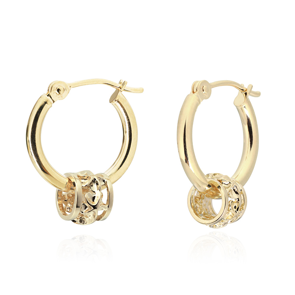 ハワイアンジュエリー 透かしプルメリアバレル フープピアス 外径15mm