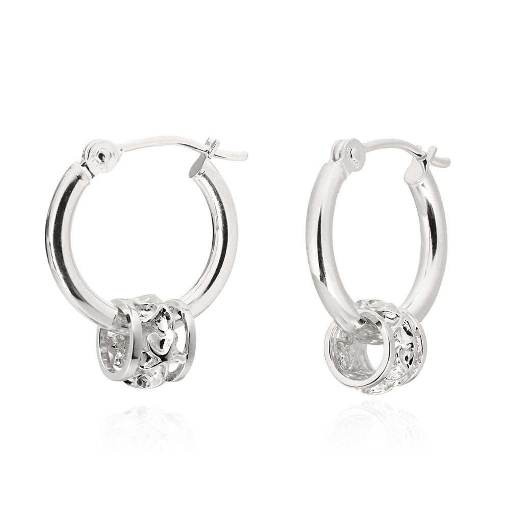 ハワイアンジュエリー 透かしプルメリアバレル フープピアス 外径15mm 