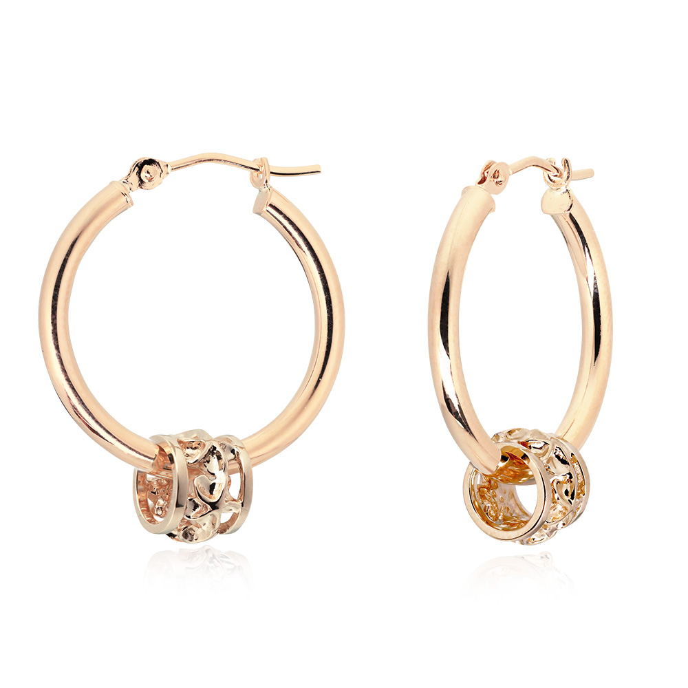 ハワイアンジュエリー 透かしプルメリアバレル フープピアス 外径20mm 