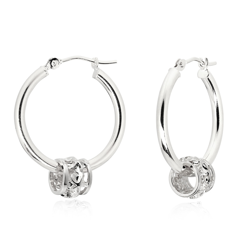 ハワイアンジュエリー 透かしプルメリアバレル フープピアス 外径20mm 