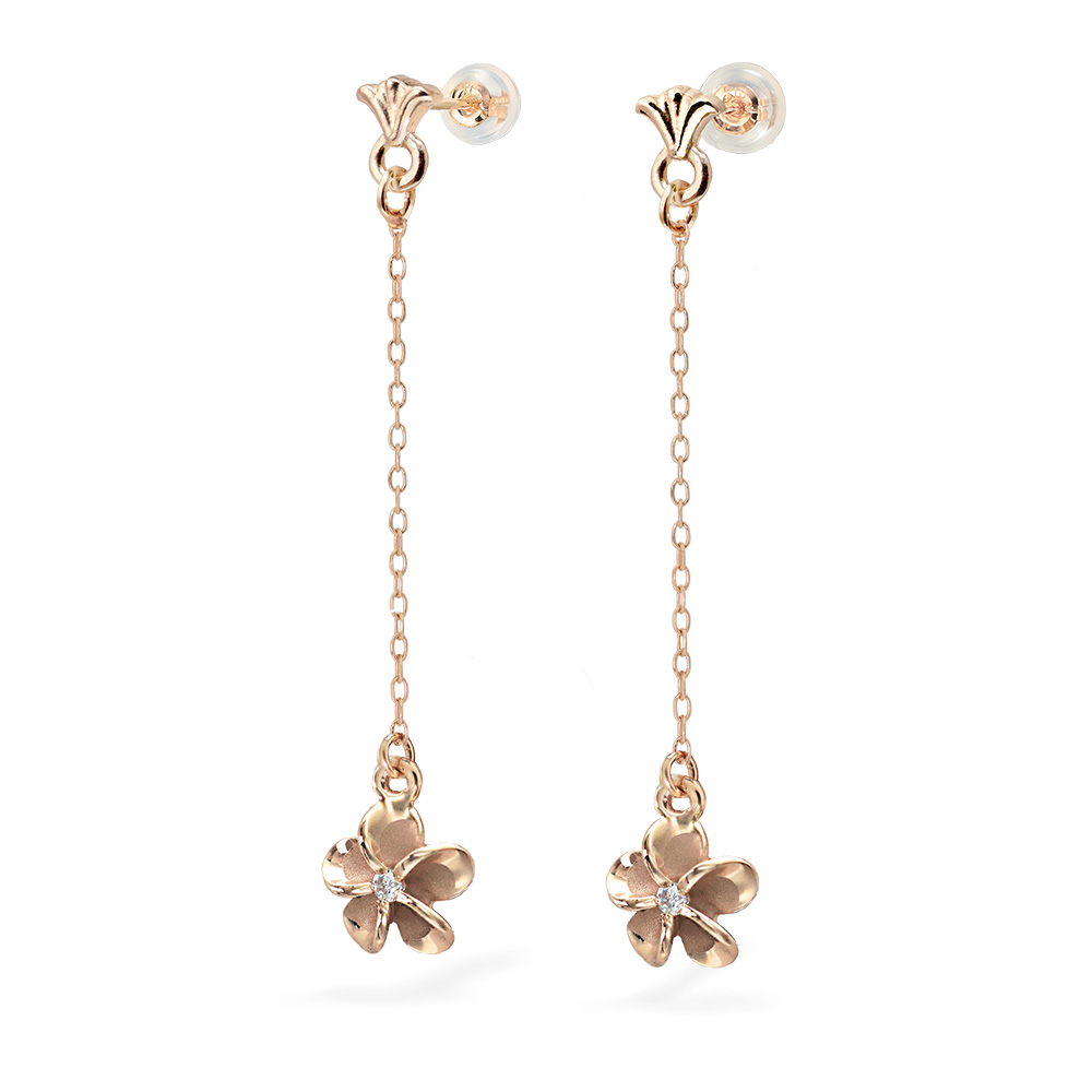 ハワイアンジュエリー フレア プルメリア ロングピアス