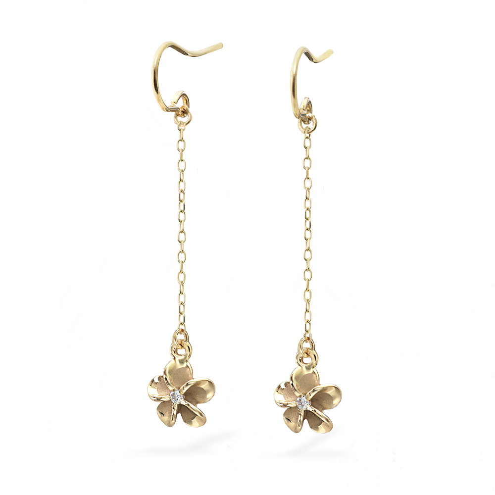 ハワイアンジュエリー フック プルメリア ロングピアス