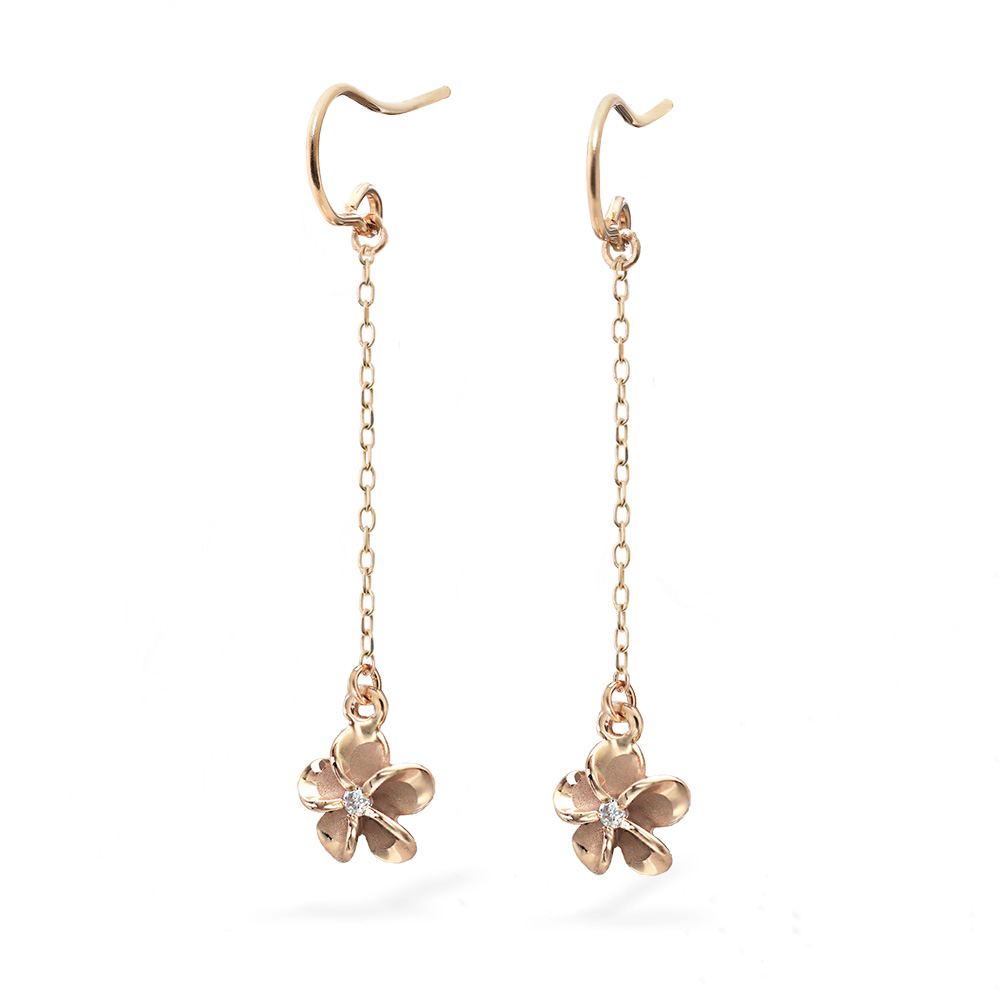 ハワイアンジュエリー フック プルメリア ロングピアス