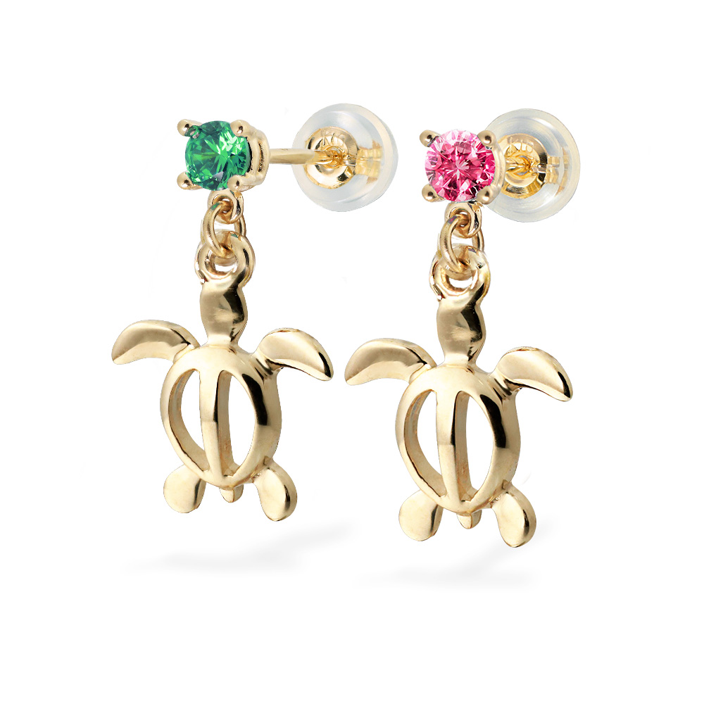 ハワイアンジュエリー カラーストーン ホヌ ピアス