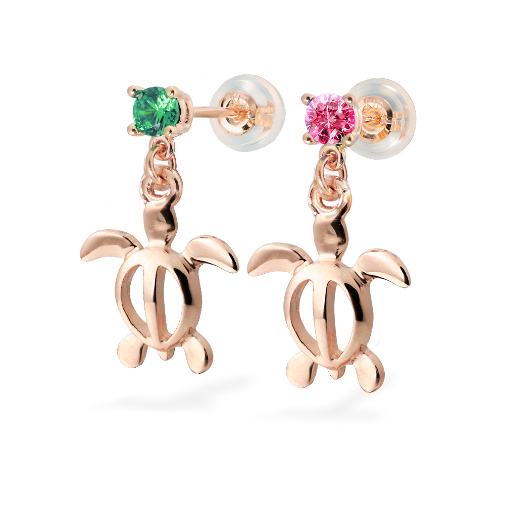 ハワイアンジュエリー カラーストーン ホヌ ピアス