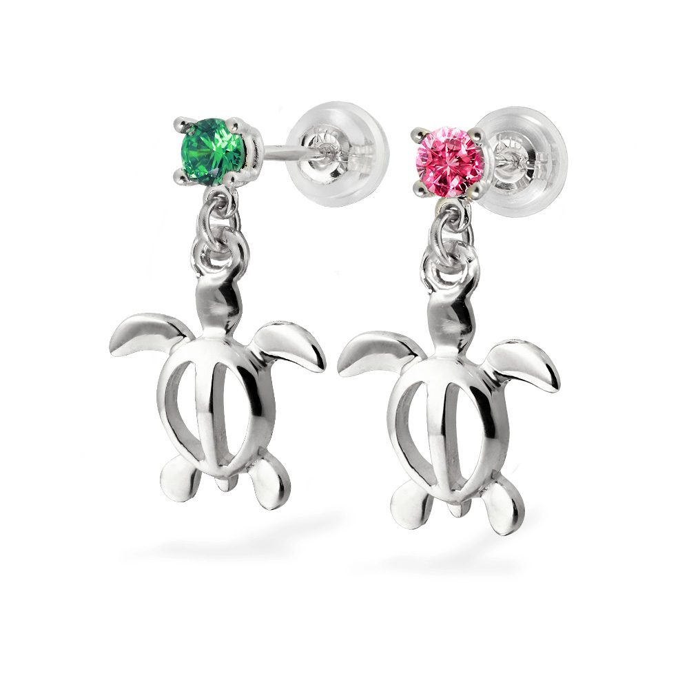 ハワイアンジュエリー カラーストーン ホヌ ピアス