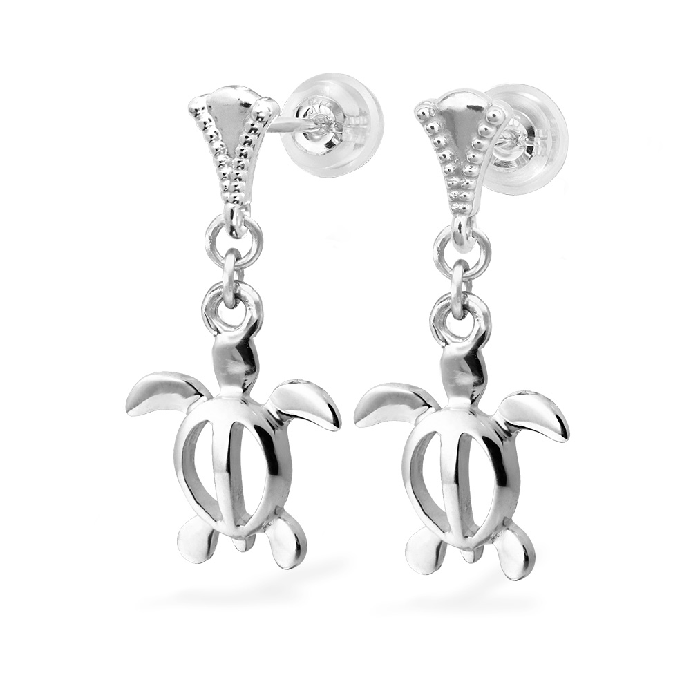 ハワイアンジュエリー ミル打ち ミルグレイン ホヌ ピアス