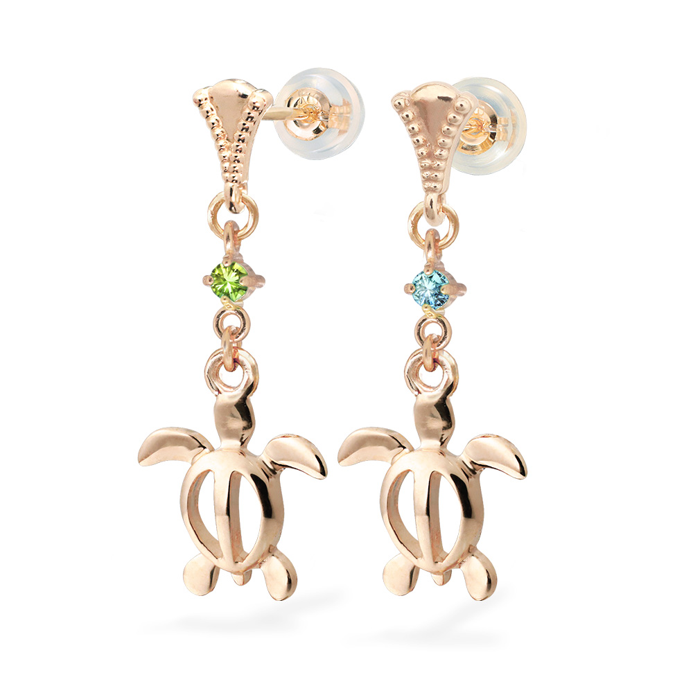 ハワイアンジュエリー ミル打ち ミルグレイン ホヌ ピアス