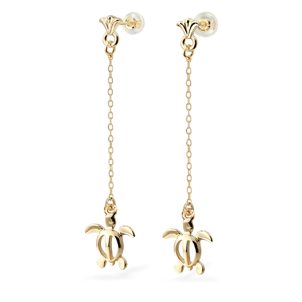 ハワイアンジュエリー フレア ホヌ ロングピアス