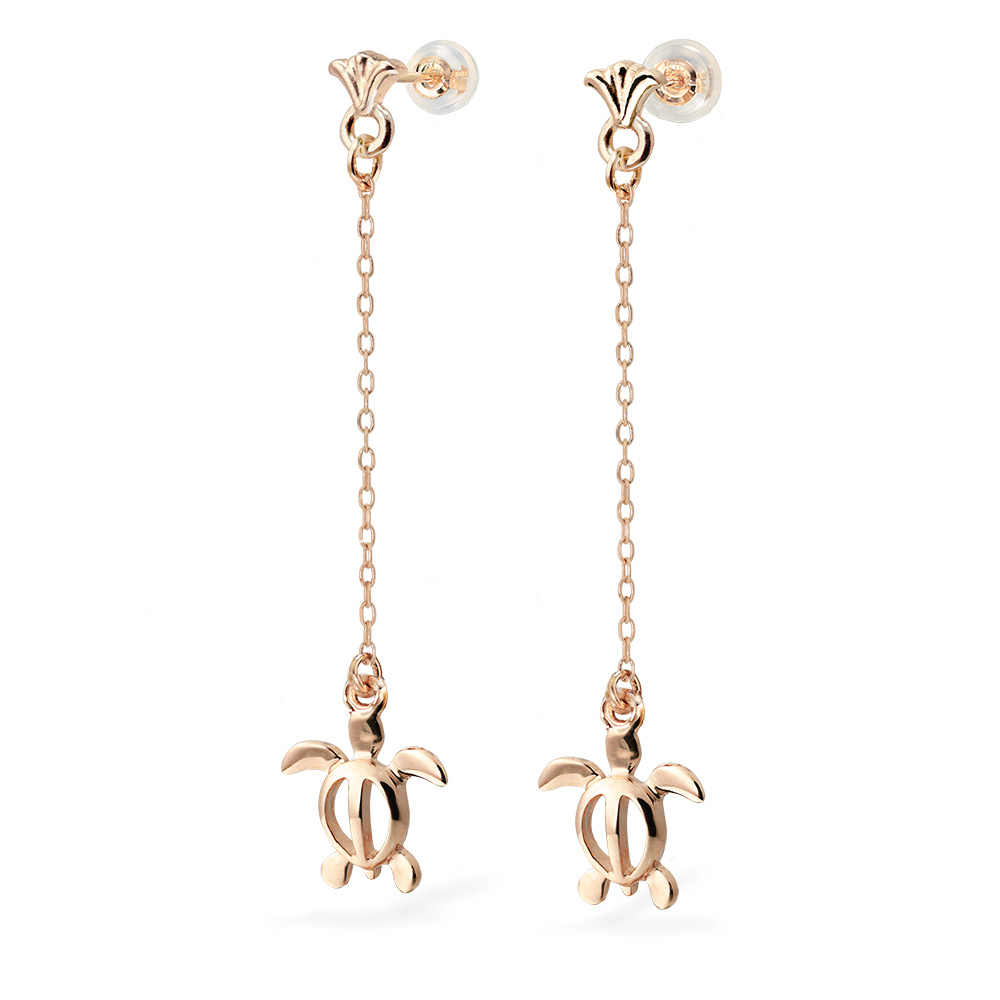 ハワイアンジュエリー フレア ホヌ ロングピアス