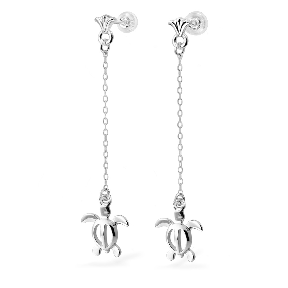 ハワイアンジュエリー フレア ホヌ ロングピアス