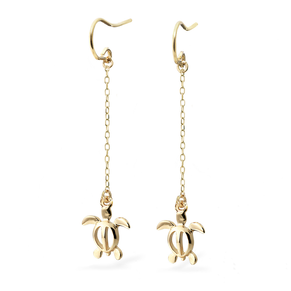 ハワイアンジュエリー フック ホヌ ロングピアス