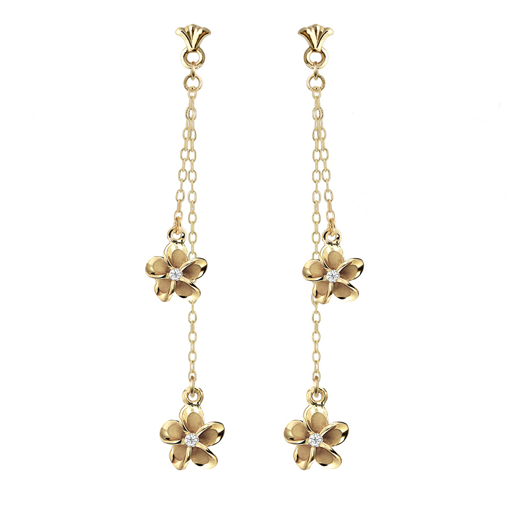 ハワイアンジュエリー フレア 2チャーム ロングピアス