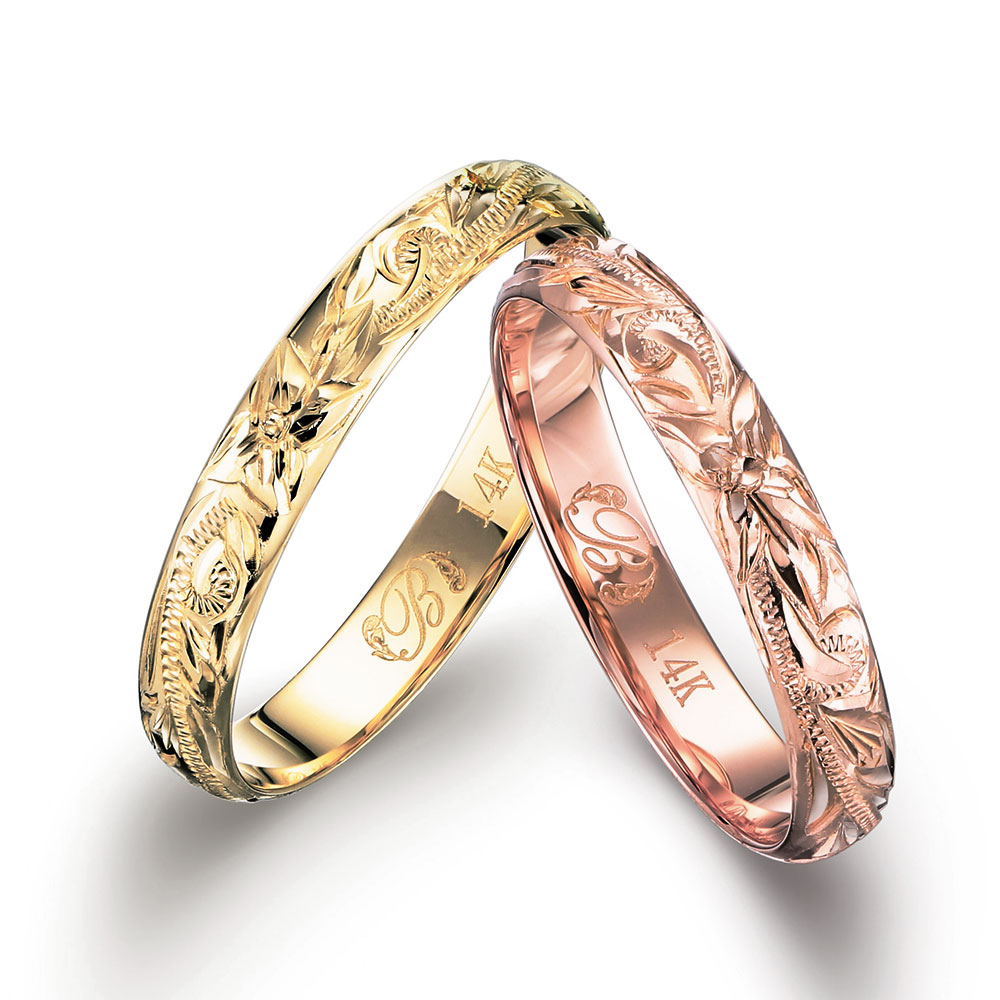 ハワイアンジュエリー Ｋ14ゴールド バレル ペアリング