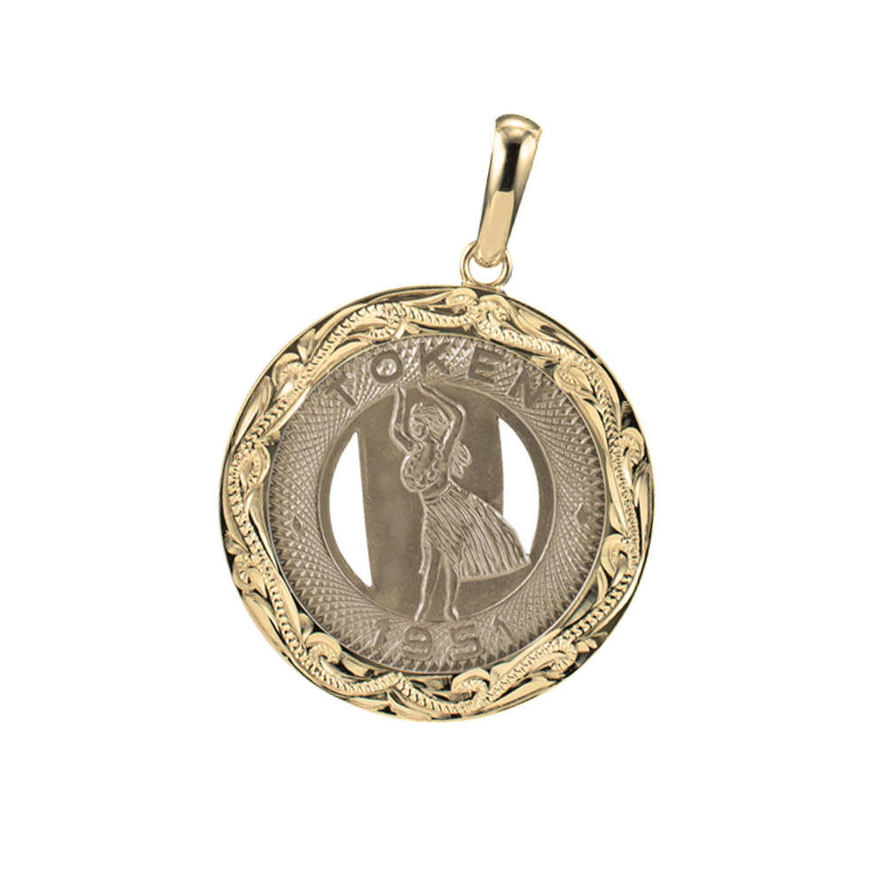 ハワイアンジュエリー ヴィンテージ バストークン コイン K14 ヴァージンネックレス (チェーン別売)