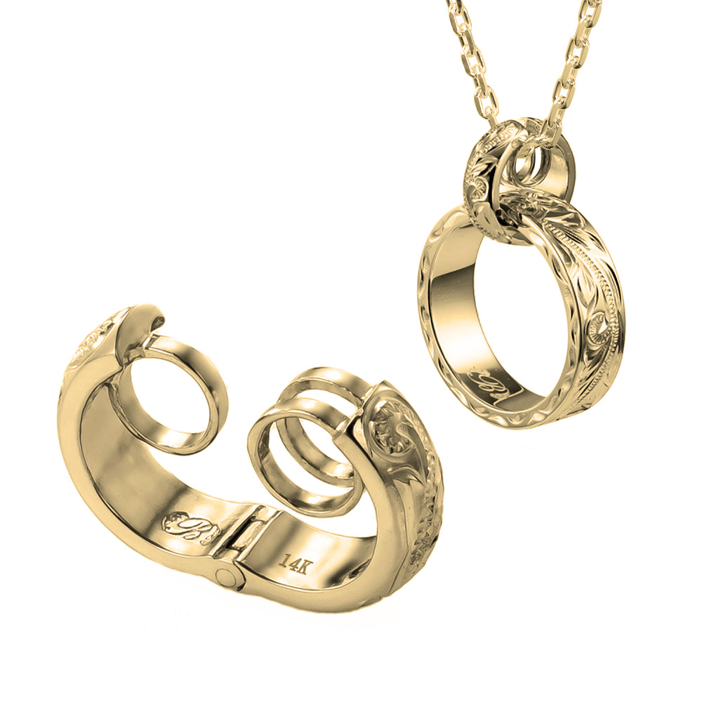 ハワイアンジュエリー リングホルダー ハワイアン彫りタイプ K14ゴールド ヴァージンネックレス