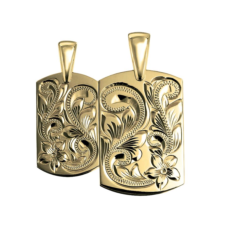 ハワイアンジュエリー ドックタグ ペア K14 ヴァージンネックレス (チェーン別売)