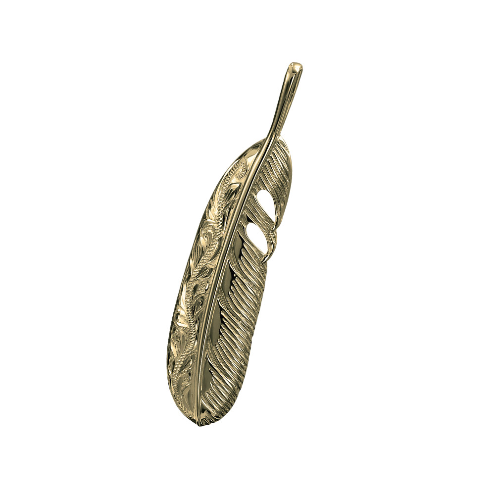 ハワイアンジュエリー フェザー M K14 ヴァージンネックレス (チェーン別売)