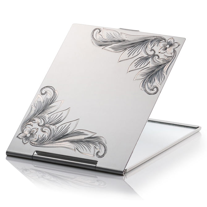 ハワイアン彫り 手鏡 コンパクトミラー