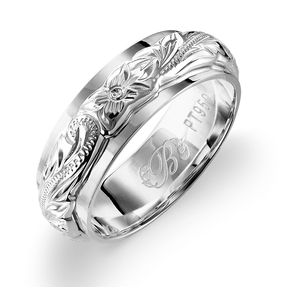 プラチナ950 リング ハワイアンジュエリー ダブルプレート 幅約6mm 指輪