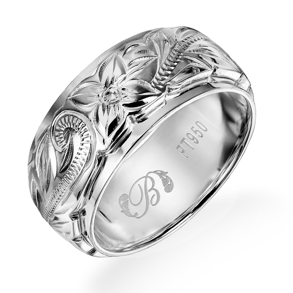 プラチナ950 リング ハワイアンジュエリー ダブルプレート 幅約8mm 指輪