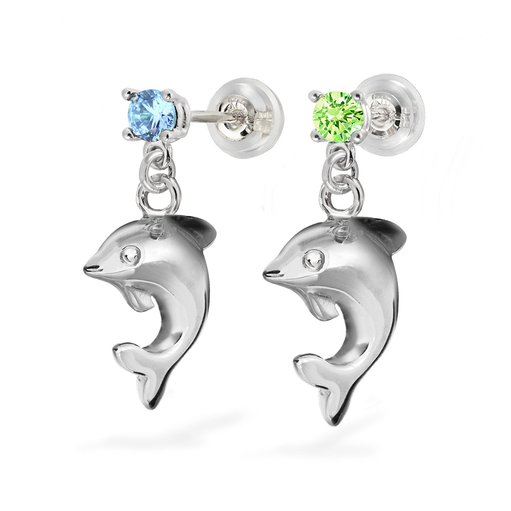 ハワイアンジュエリー カラーストーン ドルフィン ピアス