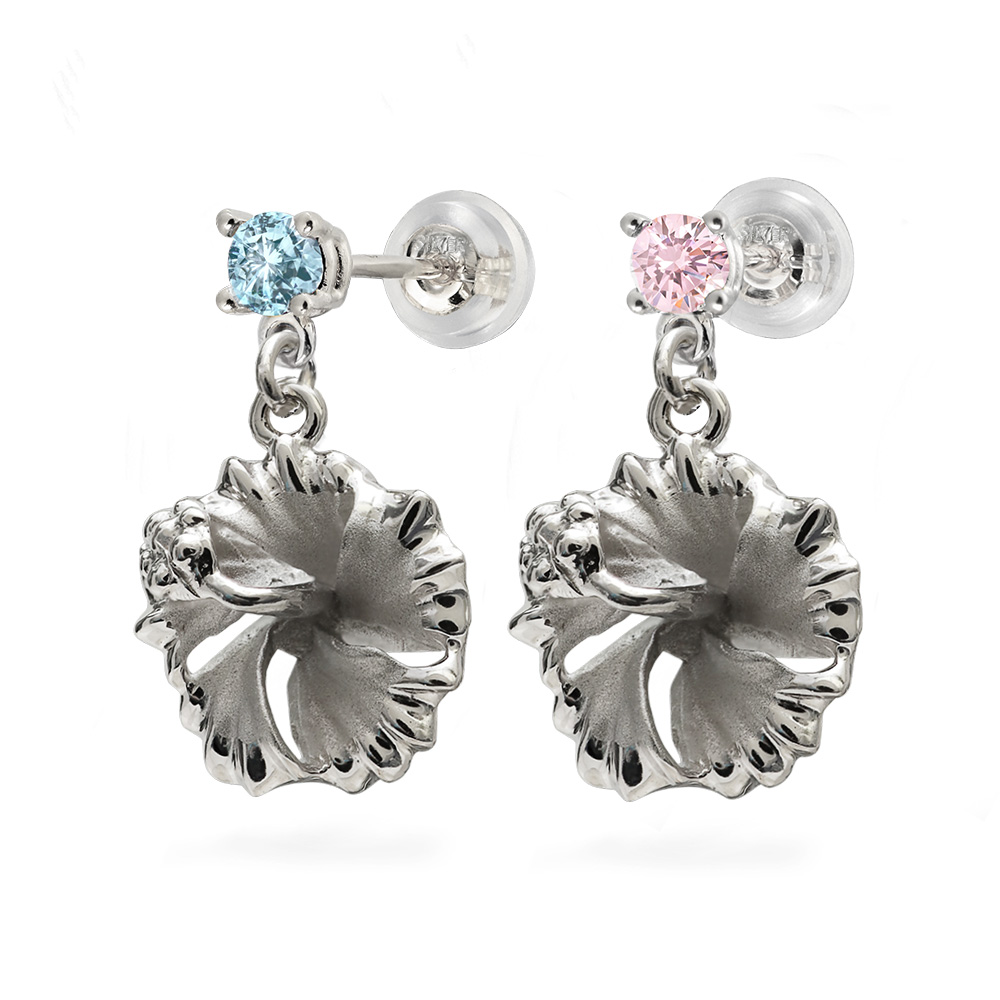 カラーストーン ハイビスカス ピアス