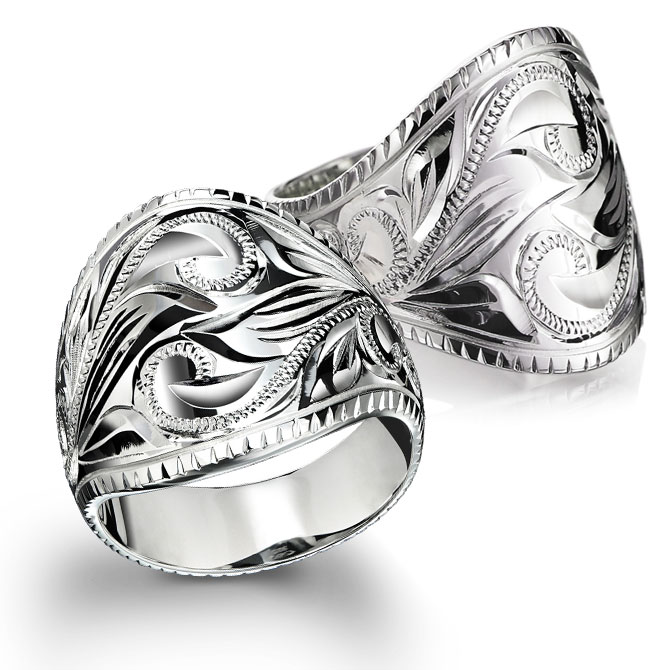 ハワイアンジュエリー シルバー925 ペアリング コインエッジ 指輪