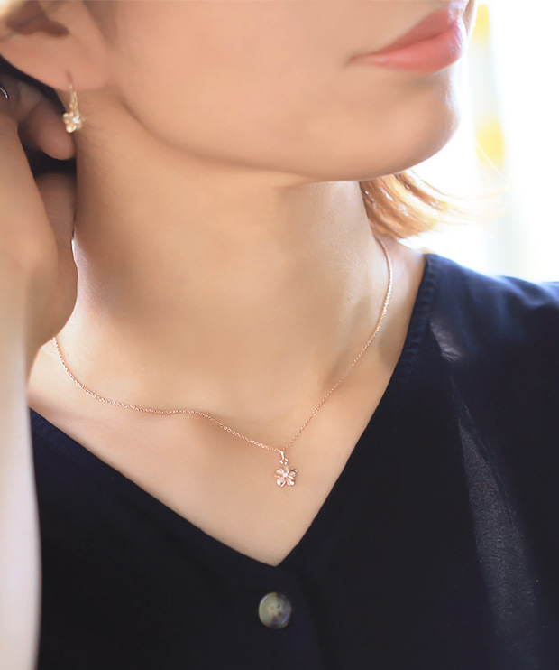 K14プルメリアネックレス