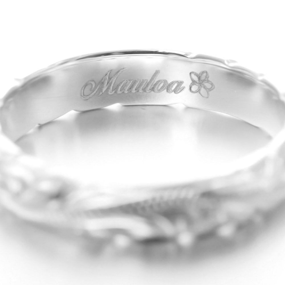 筆記体とプルメリアマークの刻印サンプル